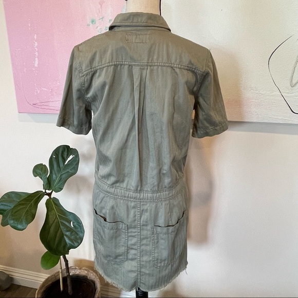 Lucky Brand womens utility Drawstring Dress workwear Sage Green Fray Sz XS NWT. - Picture 6 of 11
